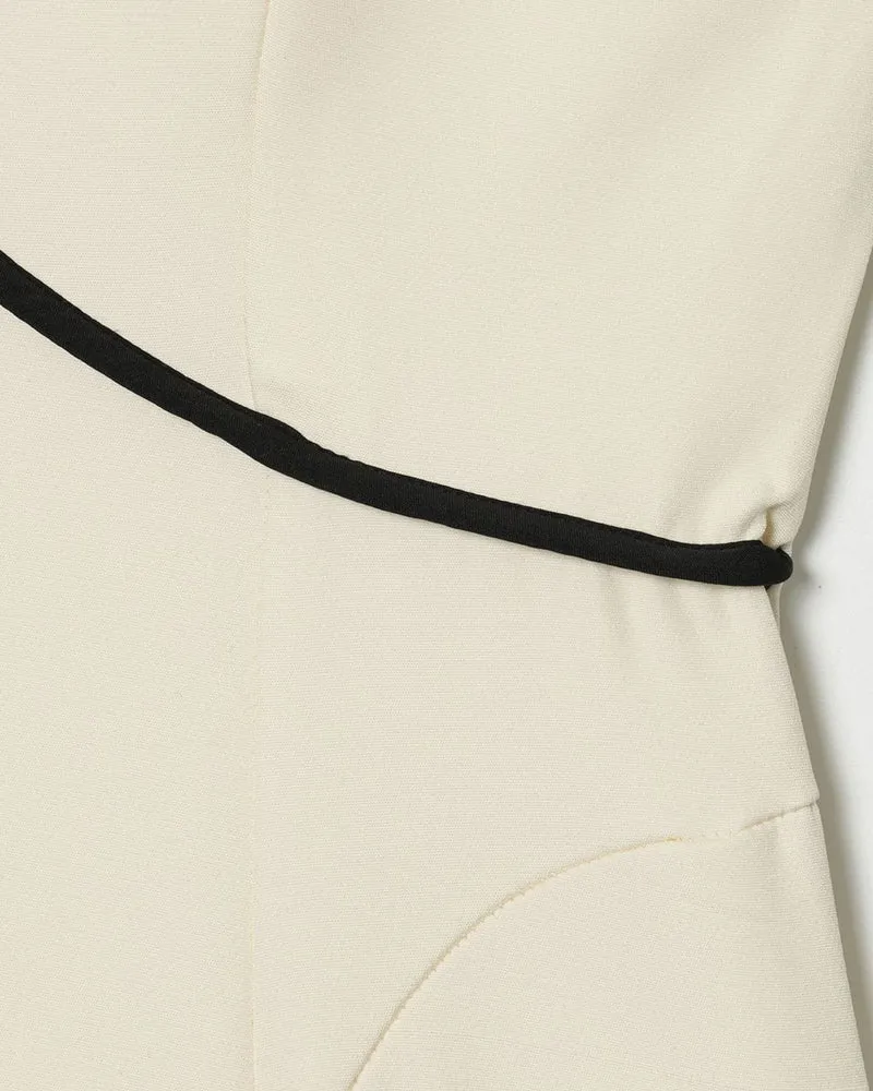 White Black Lined Mini Dress Sleeveless