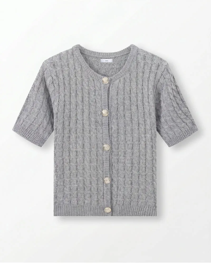 Slim Fit Knitted Short-sleeved Short Cardigan