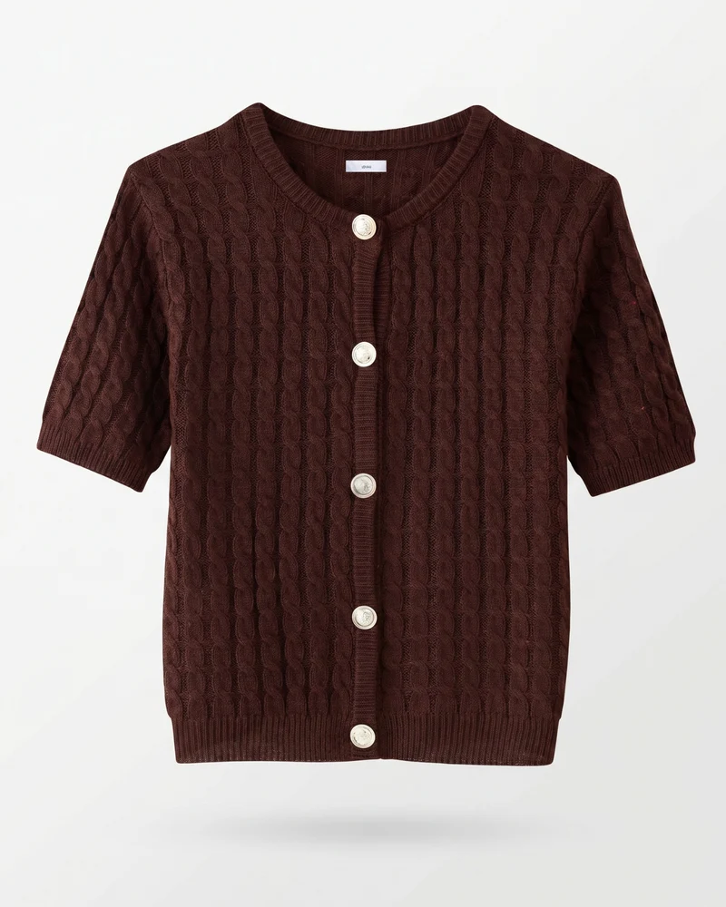 Slim Fit Knitted Short-sleeved Short Cardigan
