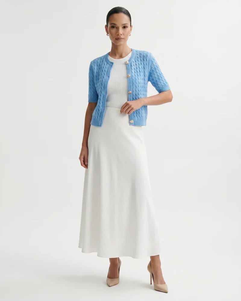 Slim Fit Knitted Short-sleeved Short Cardigan