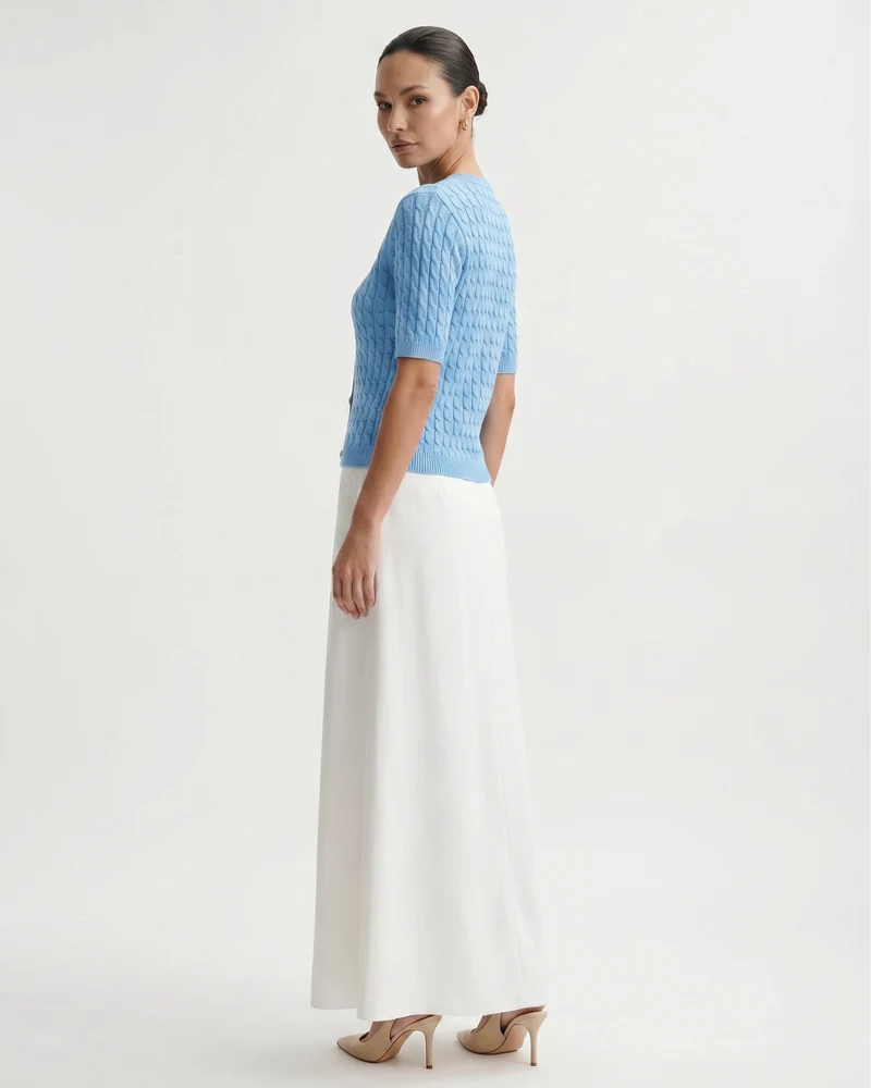 Slim Fit Knitted Short-sleeved Short Cardigan