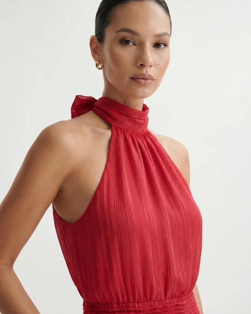 Lina Halter Neck Satin Dress