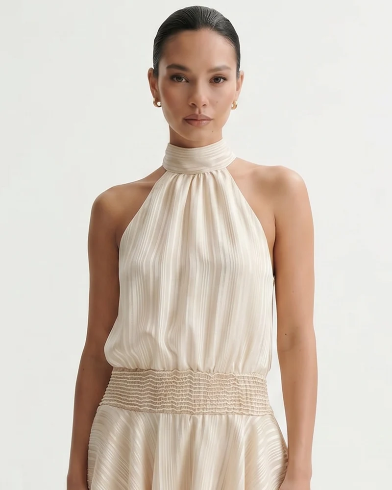 Lina Halter Neck Satin Dress