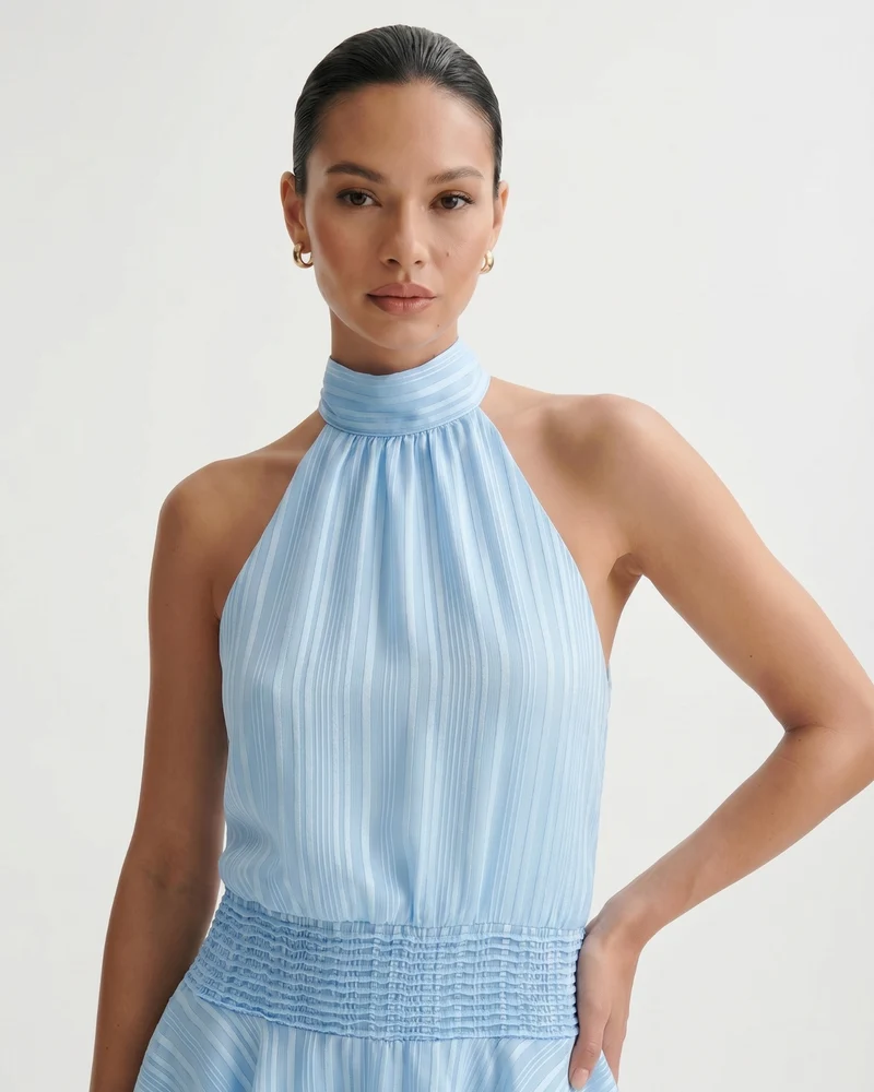 Lina Halter Neck Satin Dress