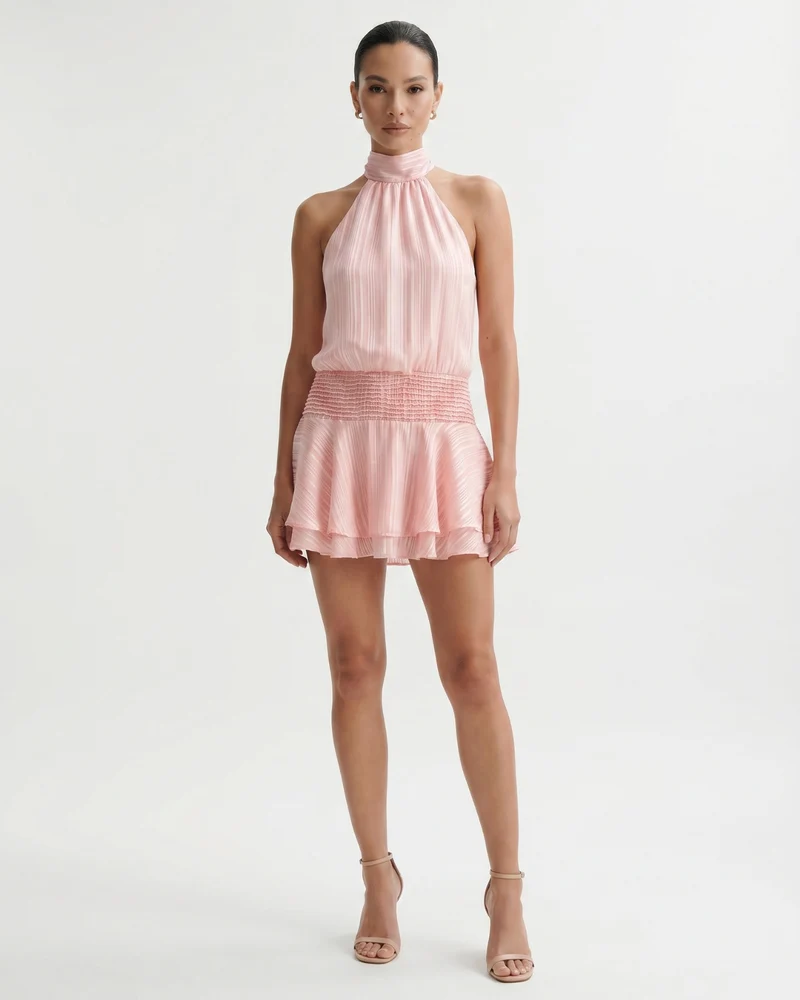 Lina Halter Neck Satin Dress