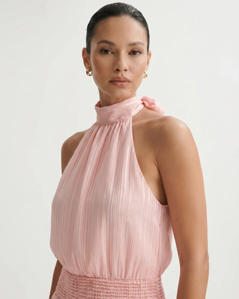 Lina Halter Neck Satin Dress