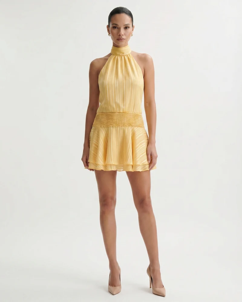 Lina Halter Neck Satin Dress