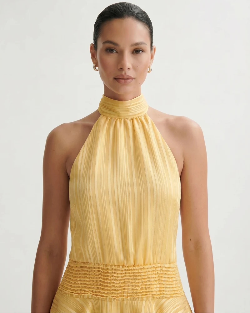 Lina Halter Neck Satin Dress