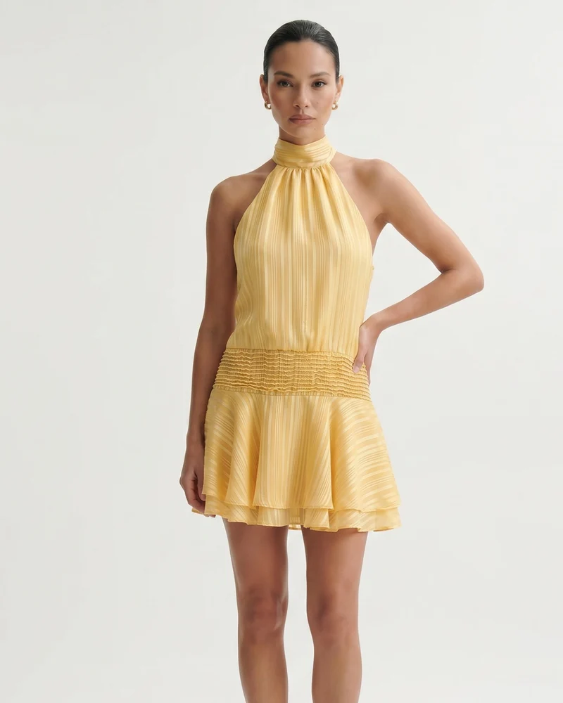 Lina Halter Neck Satin Dress