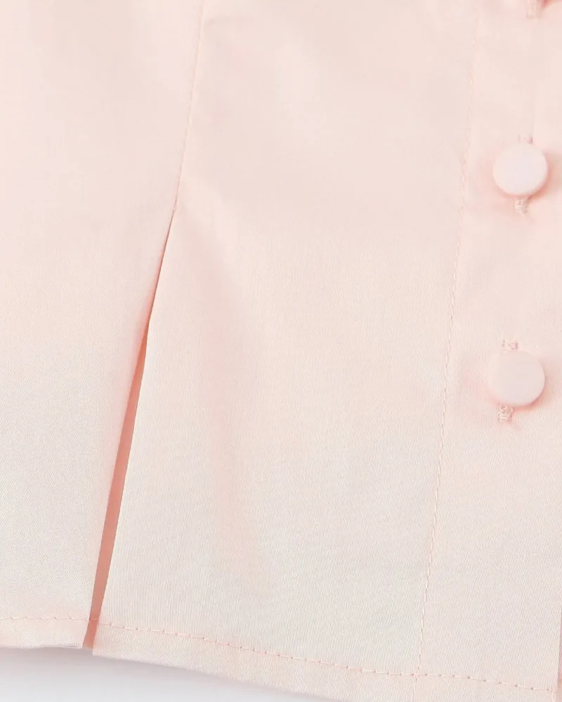 Pink Round-Neck Lace Shirt