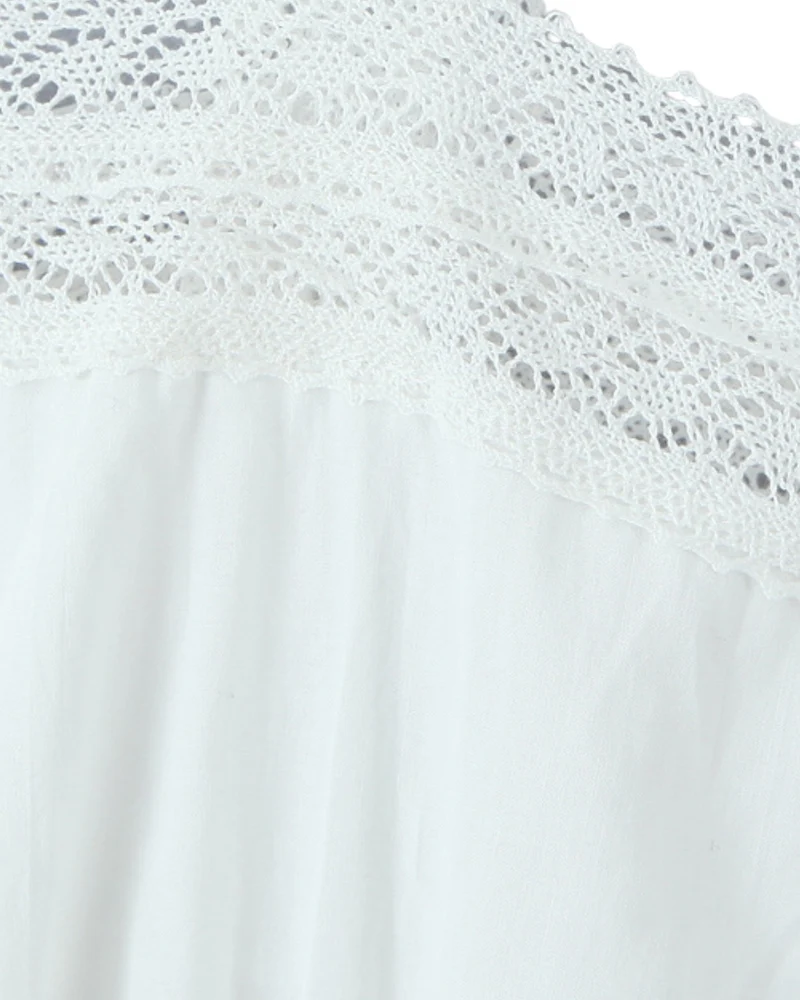 French Style White Set Lace Top + Skirt