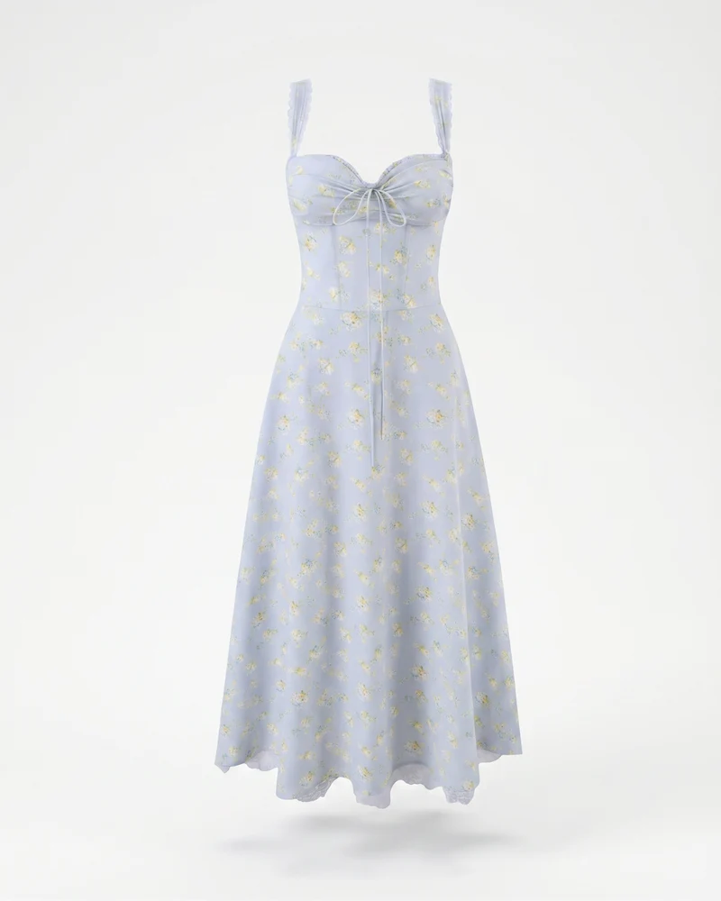 Midi French Dress Flowery