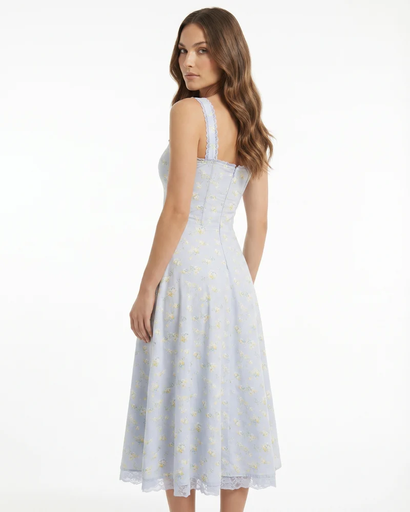 Midi French Dress Flowery