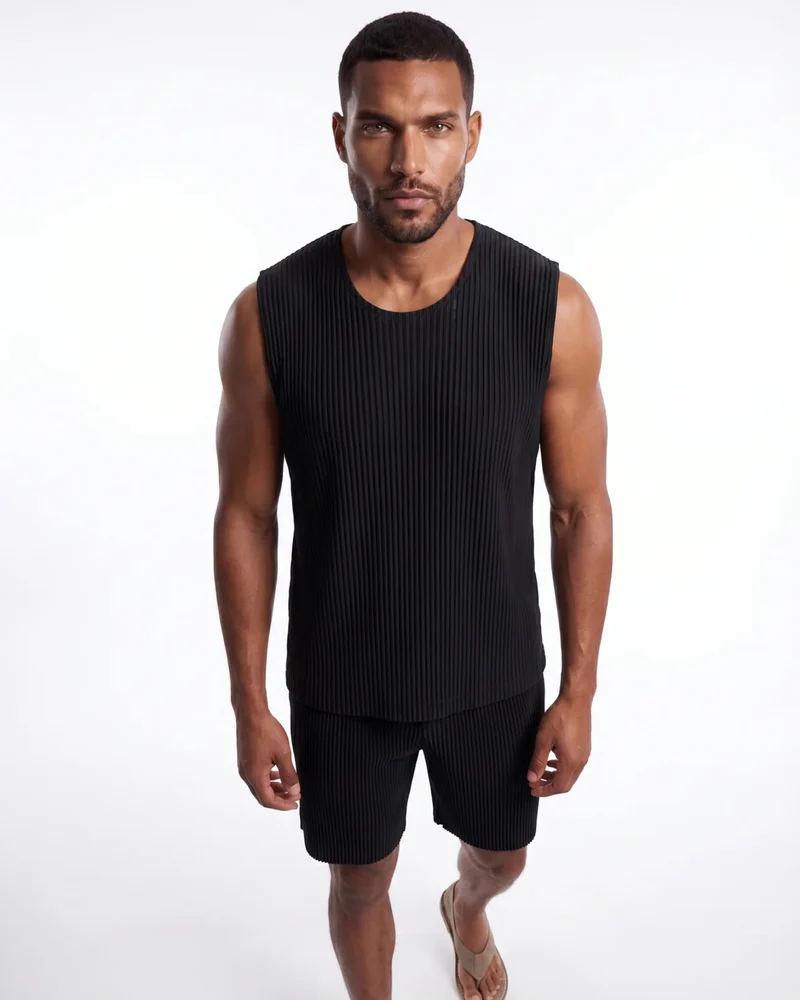 Sakura Pleated Set Vest & Shorts