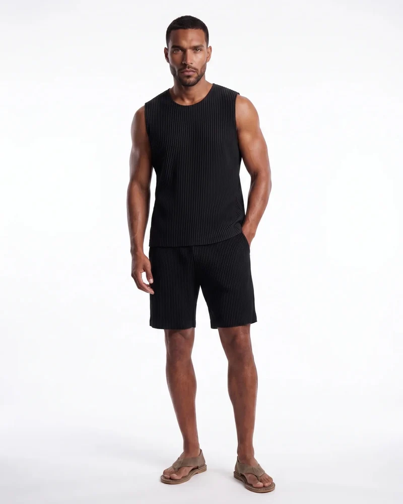 Sakura Pleated Set Vest & Shorts