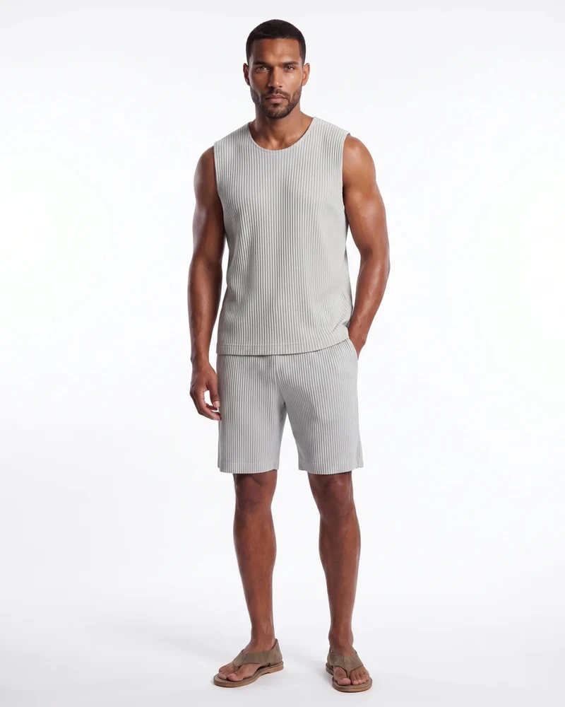 Sakura Pleated Set Vest & Shorts