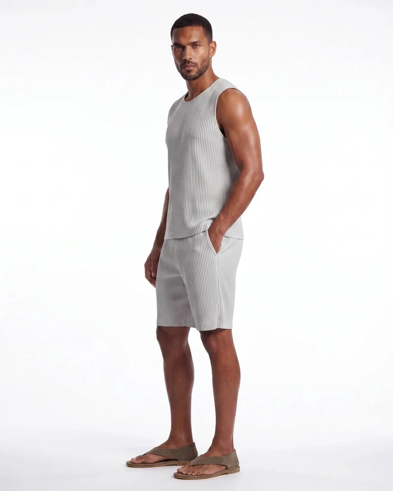 Sakura Pleated Set Vest & Shorts