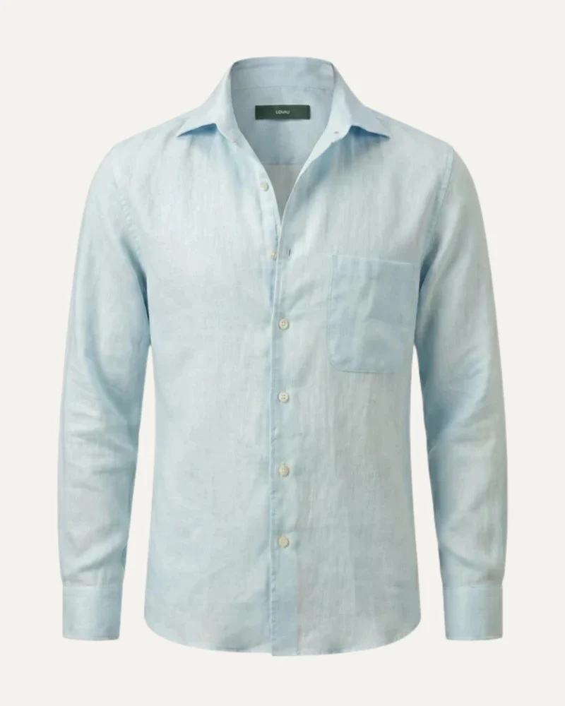 Contemporary Mint Blue Linen Shirt