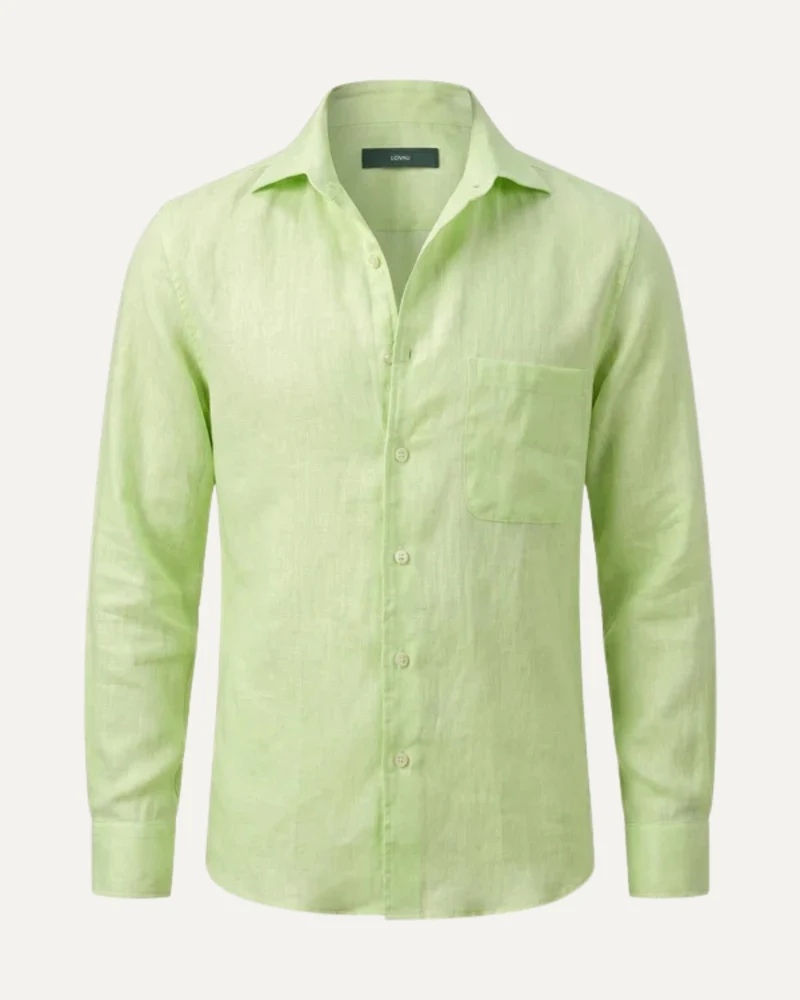 Contemporary Apple Green Linen Shirt