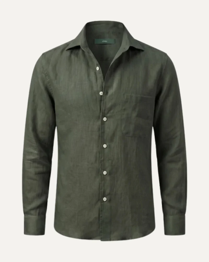 Contemporary Dark Green Linen Shirt