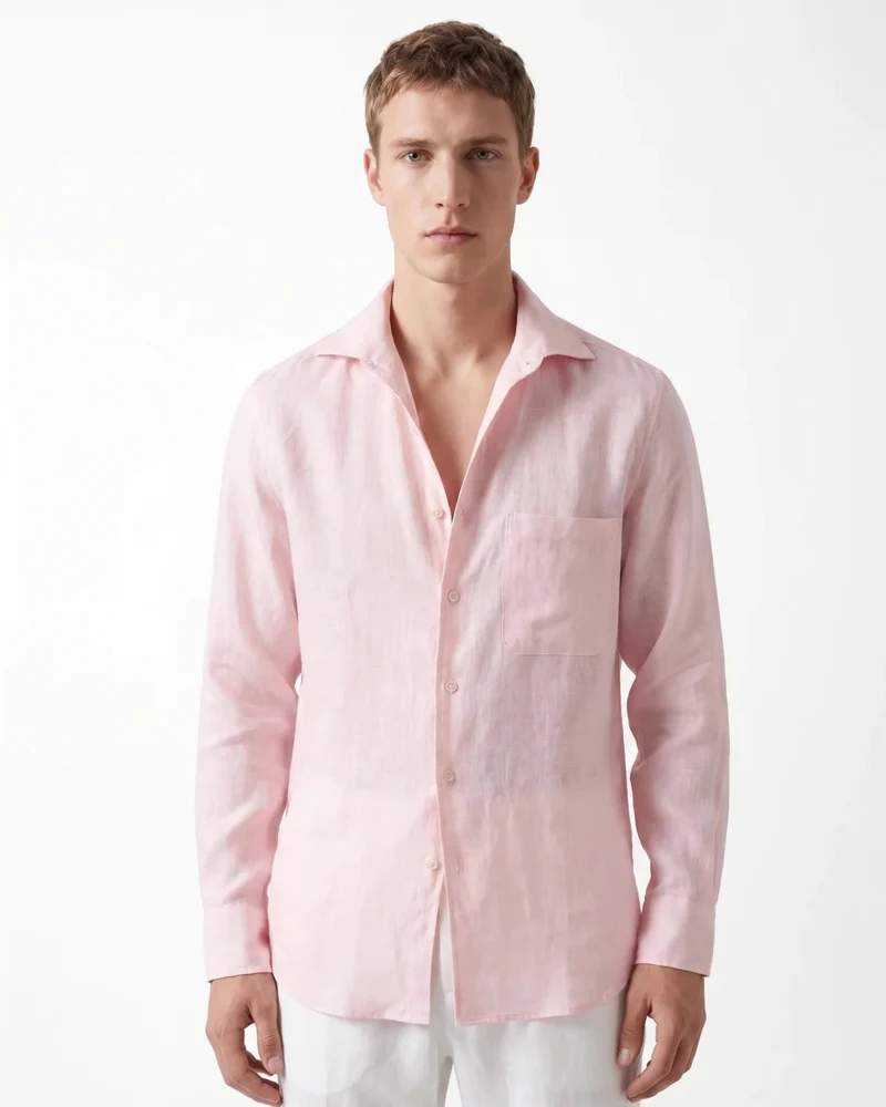 Contemporary Light Pink Linen Shirt