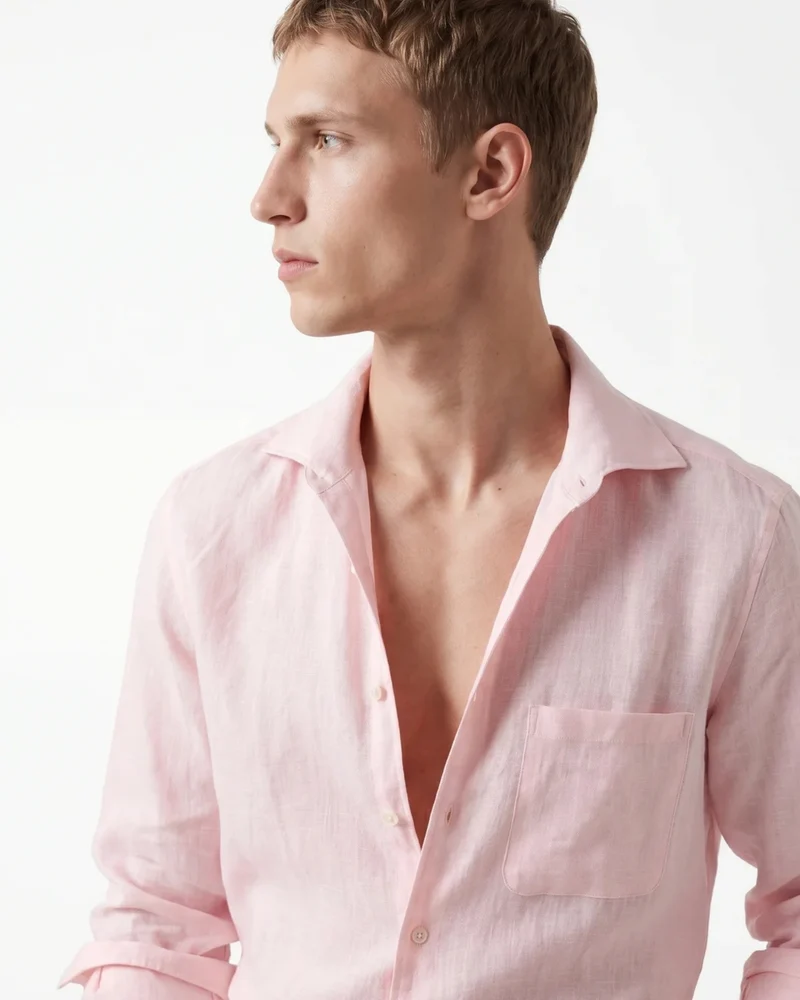 Contemporary Light Pink Linen Shirt