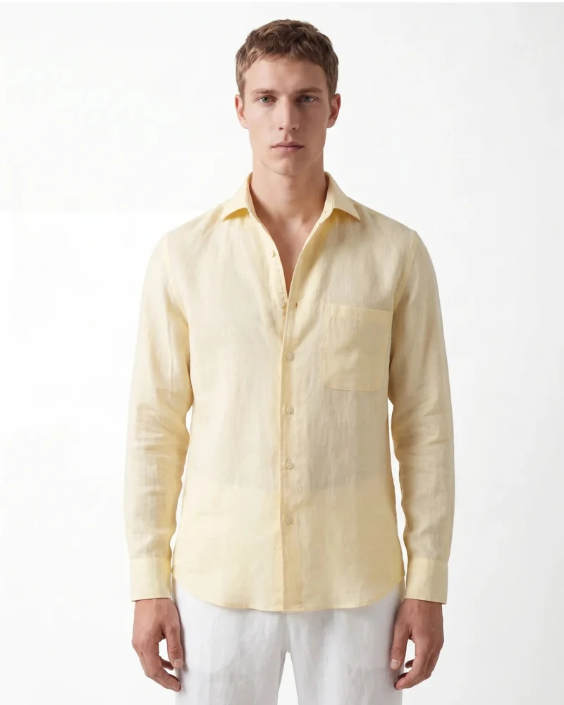 Contemporary Yellow Linen Shirt