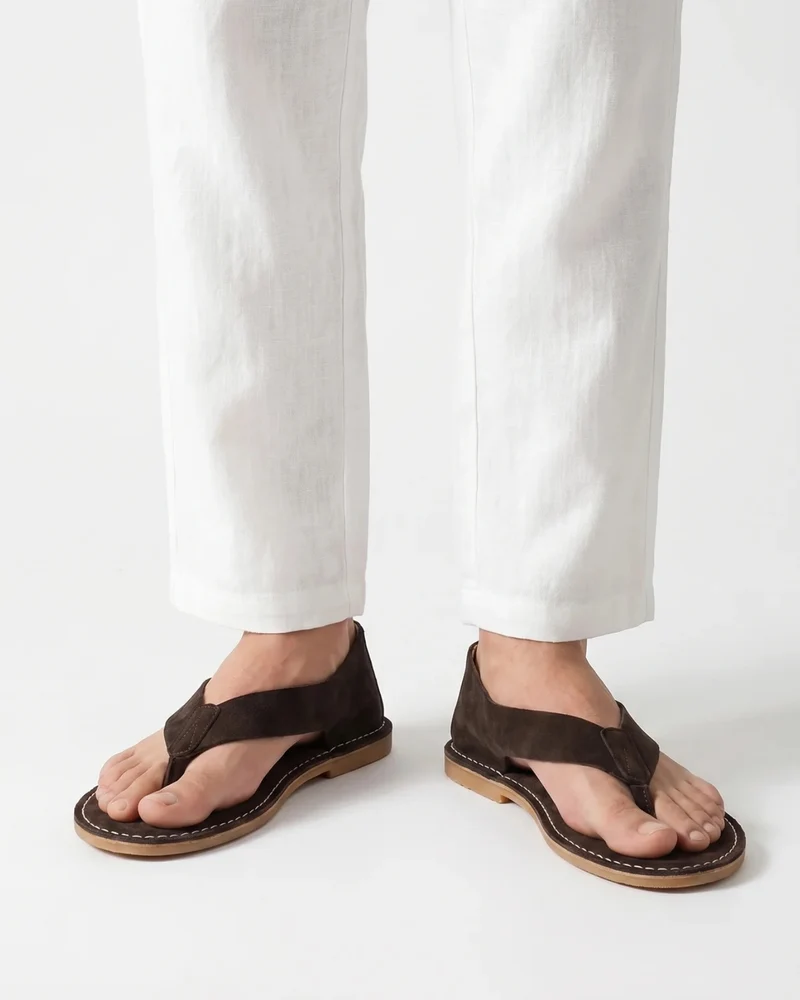 Comfortable Leather Flip-Flops – Breathable Velvet Sandals