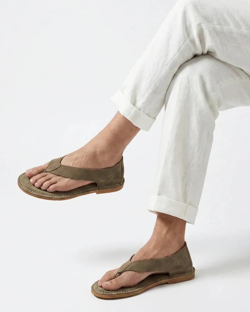 Comfortable Leather Flip-Flops – Breathable Velvet Sandals