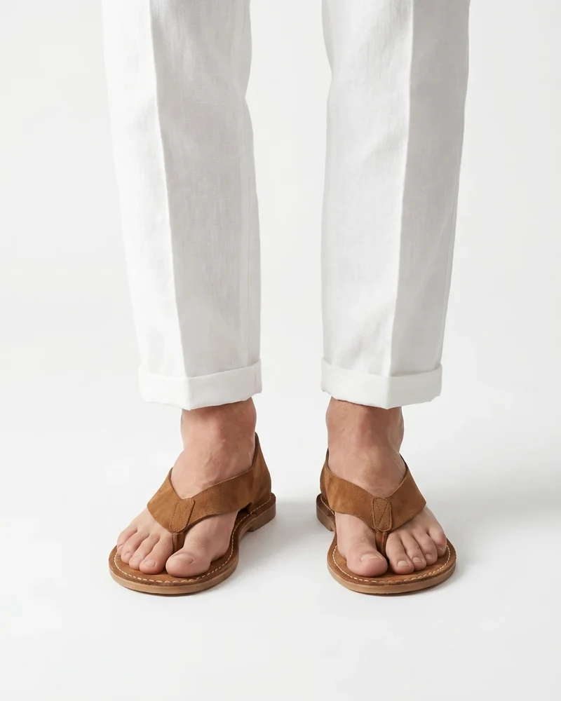 Comfortable Leather Flip-Flops – Breathable Velvet Sandals
