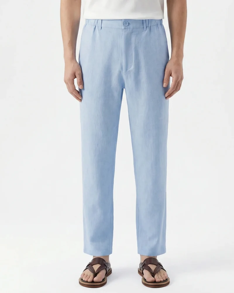 Marbella Linen Trousers – Elastic Waist Relaxed Fit