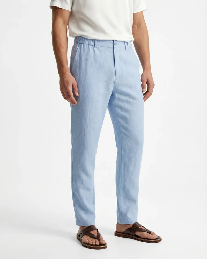 Marbella Linen Trousers – Elastic Waist Relaxed Fit