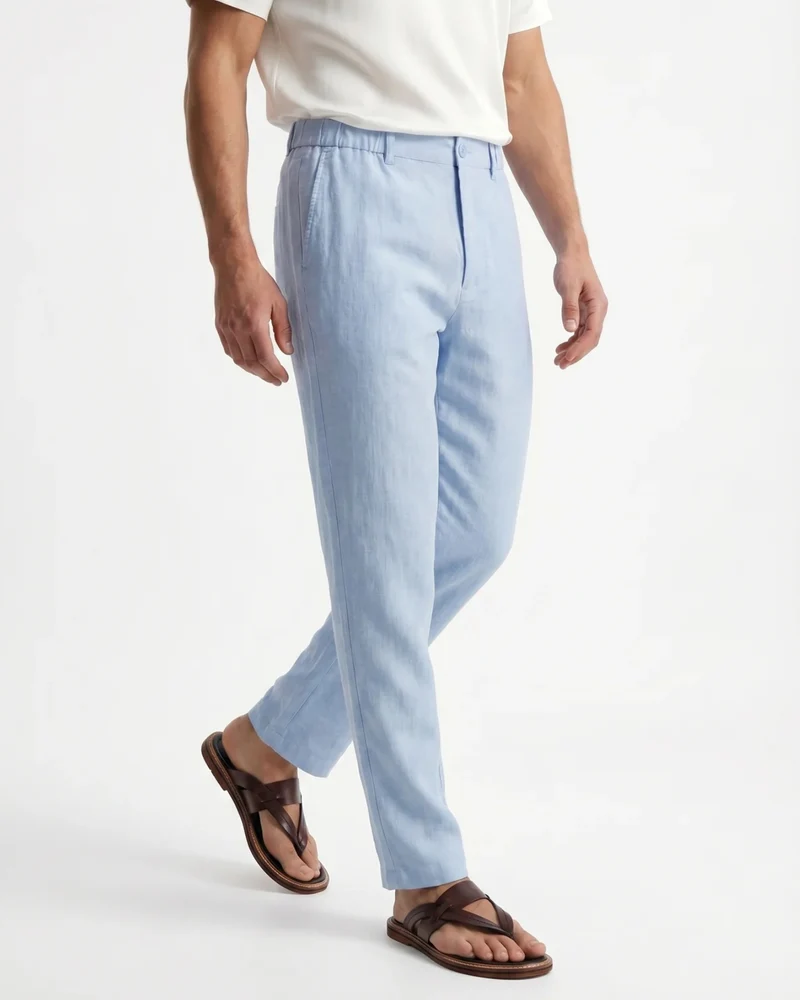 Marbella Linen Trousers – Elastic Waist Relaxed Fit