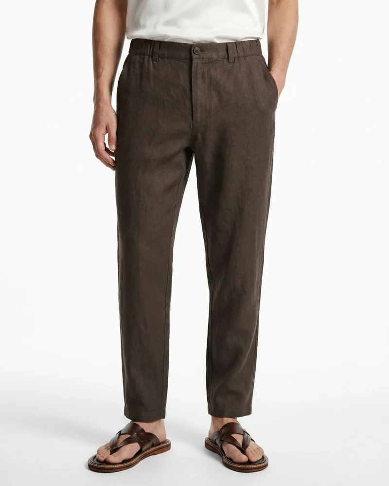Marbella Linen Trousers – Elastic Waist Relaxed Fit