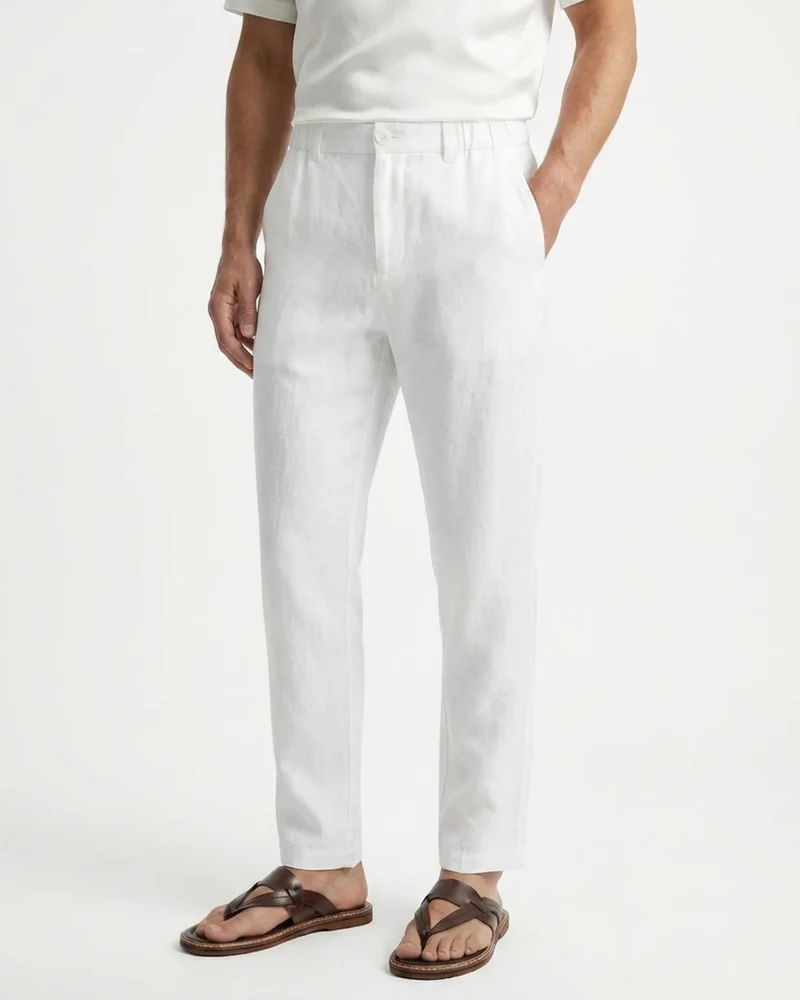 Marbella Linen Trousers – Elastic Waist Relaxed Fit