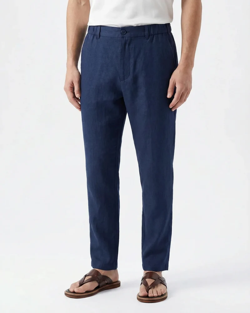 Marbella Linen Trousers – Elastic Waist Relaxed Fit