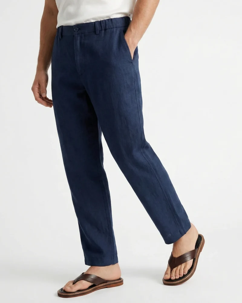 Marbella Linen Trousers – Elastic Waist Relaxed Fit