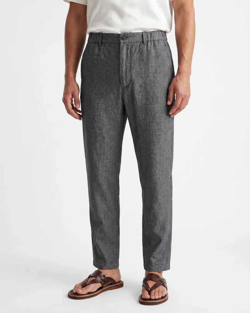 Marbella Linen Trousers – Elastic Waist Relaxed Fit