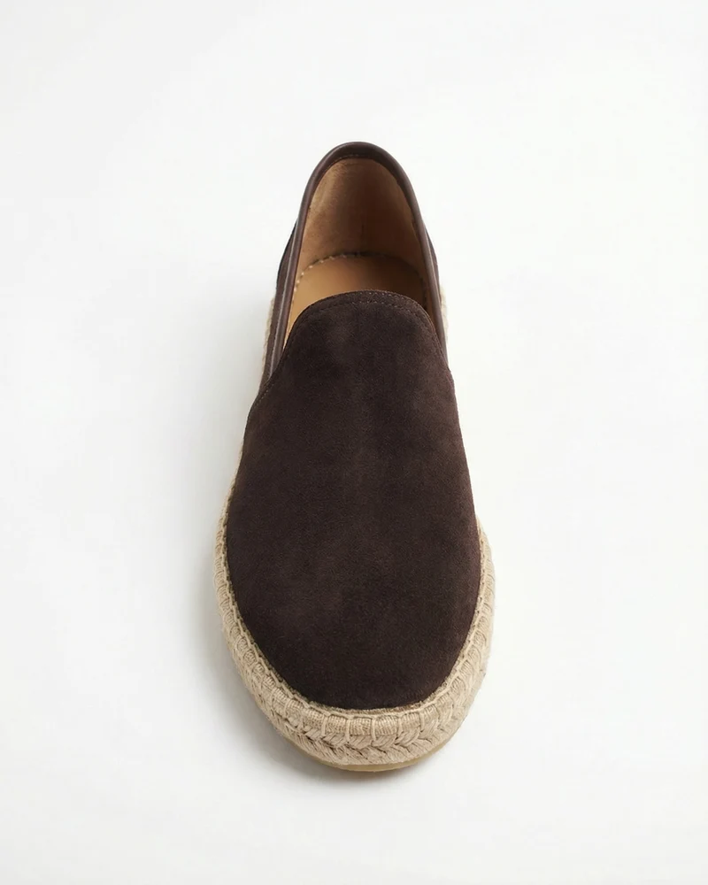 Mykonos Coffee Slip-On Suede Loafers Genuine Leather Casual Flats