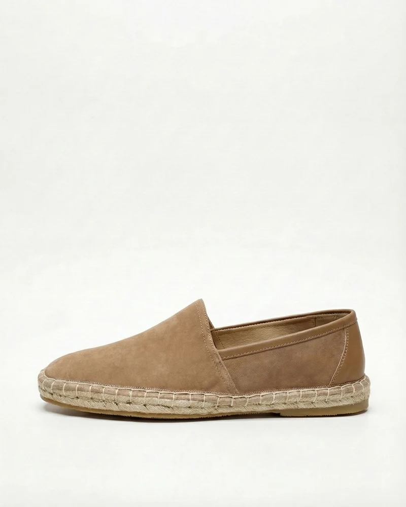 Mykonos Camel Slip-On Suede Loafers Genuine Leather Casual Flats