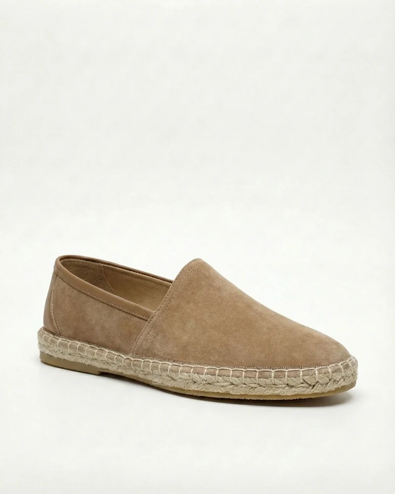 Mykonos Camel Slip-On Suede Loafers Genuine Leather Casual Flats