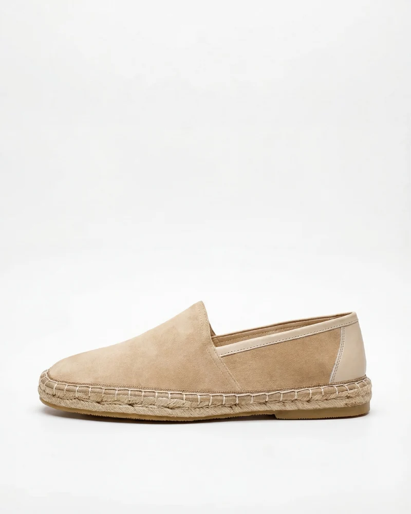 Mykonos Rice White Slip-On Suede Loafers Genuine Leather Casual Flats