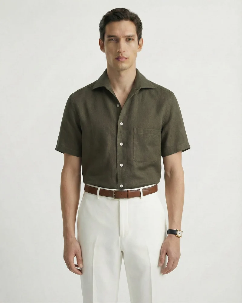 Milano Linen Dark Green Shirt