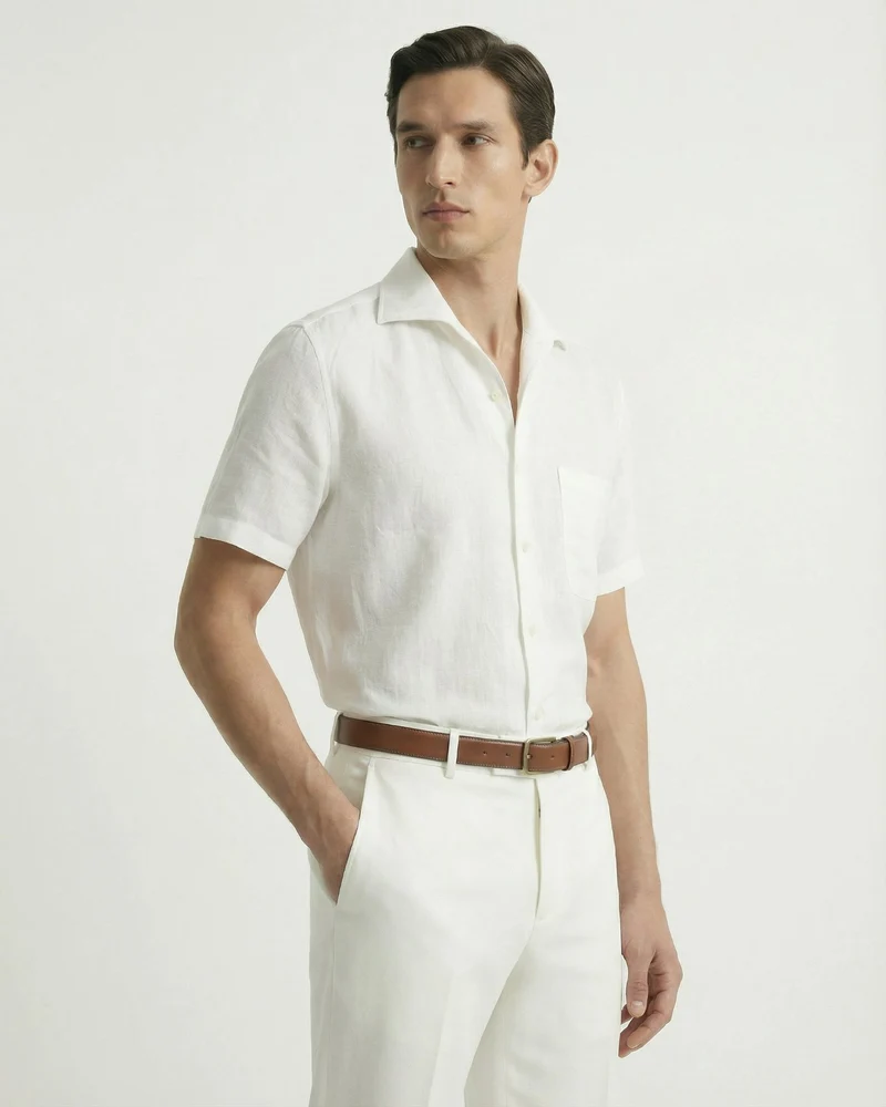 Milano Linen Cotton White Shirt