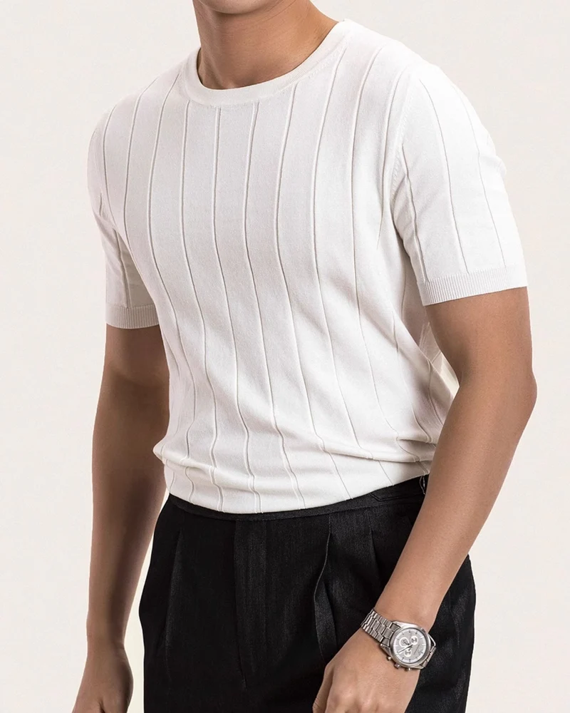 Lovau White Contemporary Old Money T-Shirt