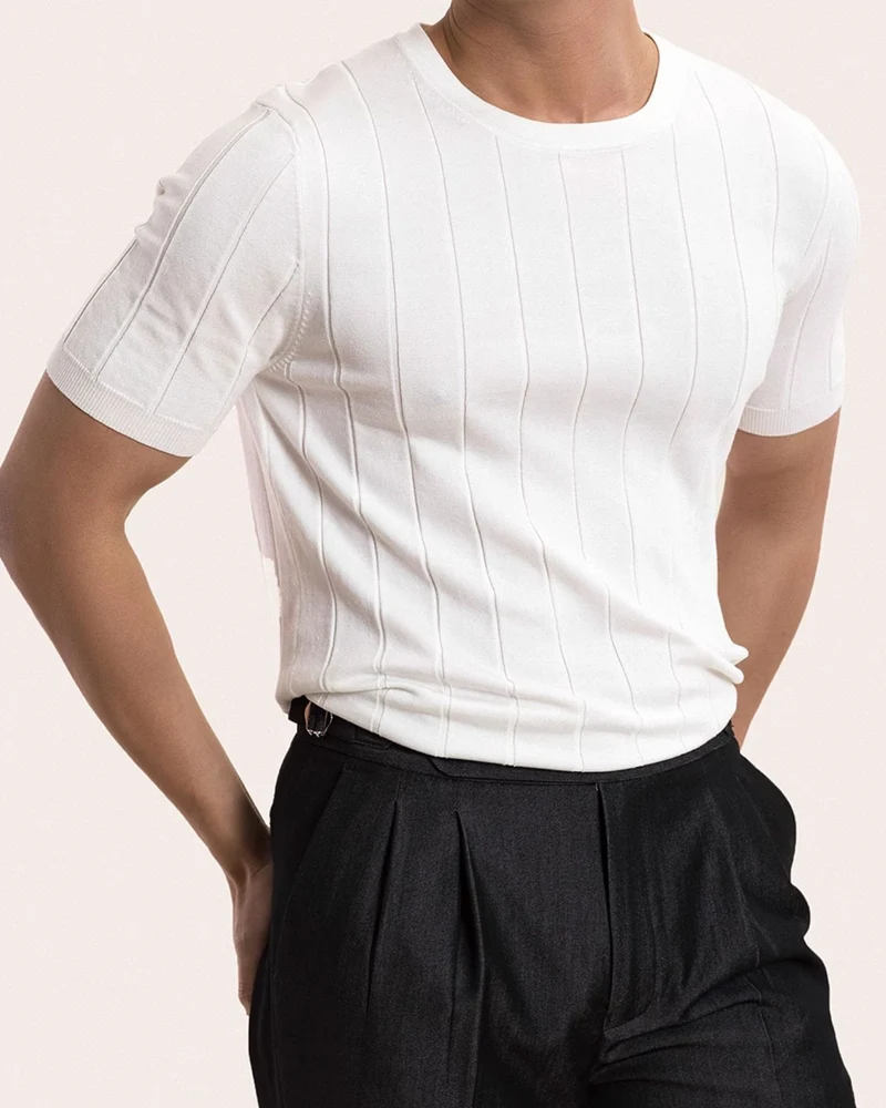 Lovau White Contemporary Old Money T-Shirt