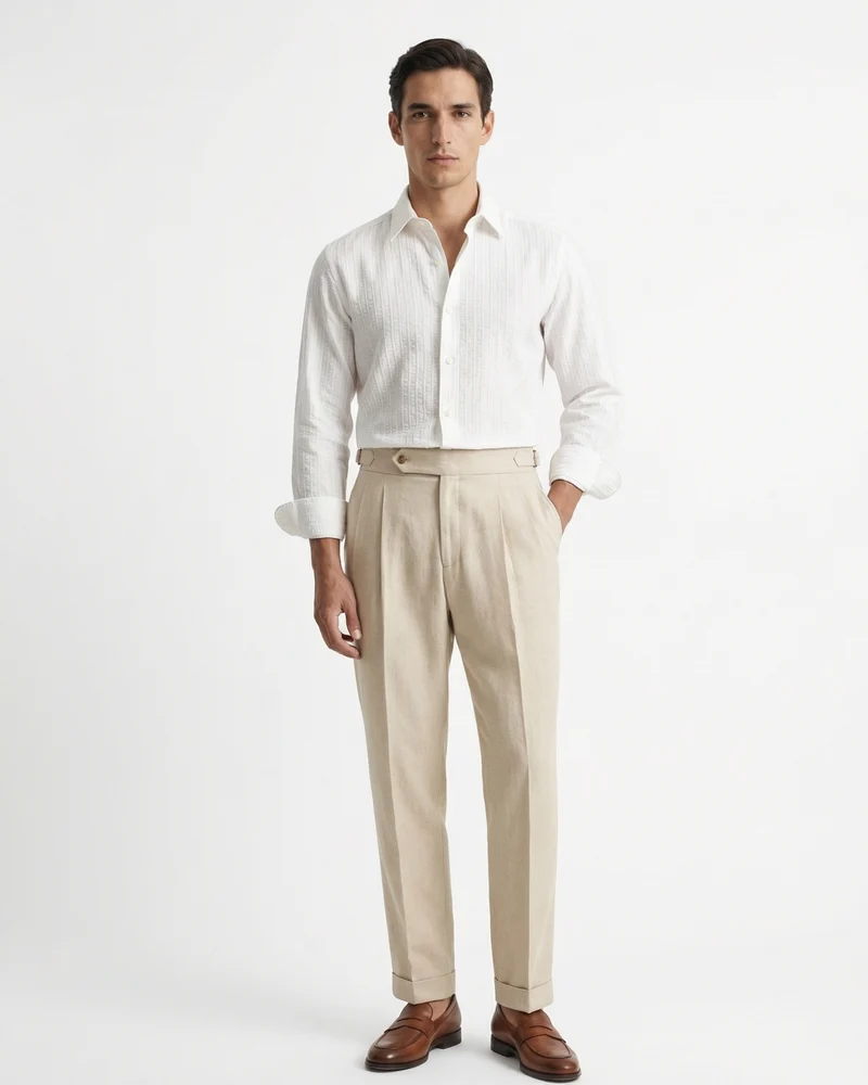 Business Trousers Cotton & Linen Blend