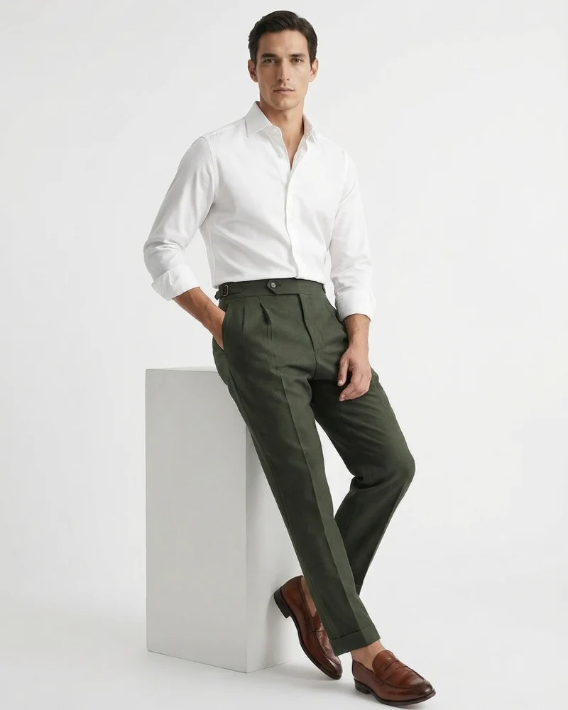 Business Trousers Cotton & Linen Blend