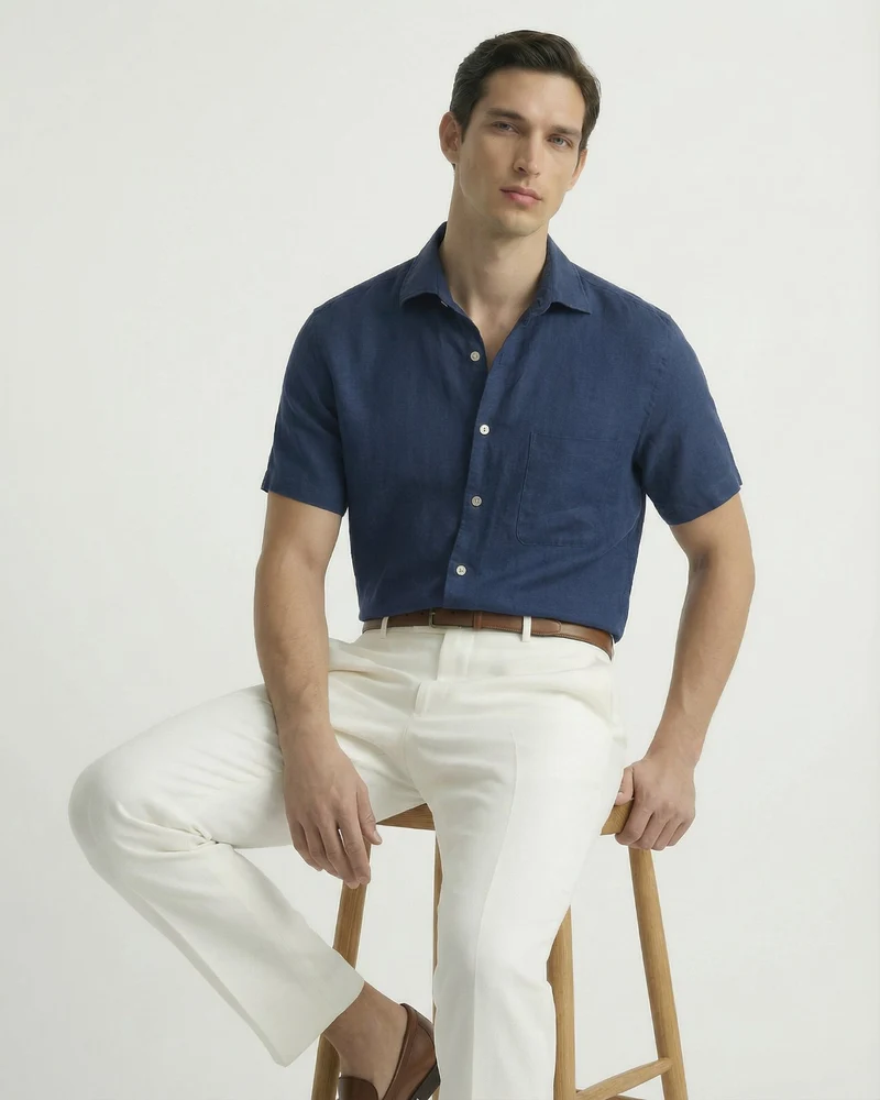 Milano Linen Dark Blue Shirt