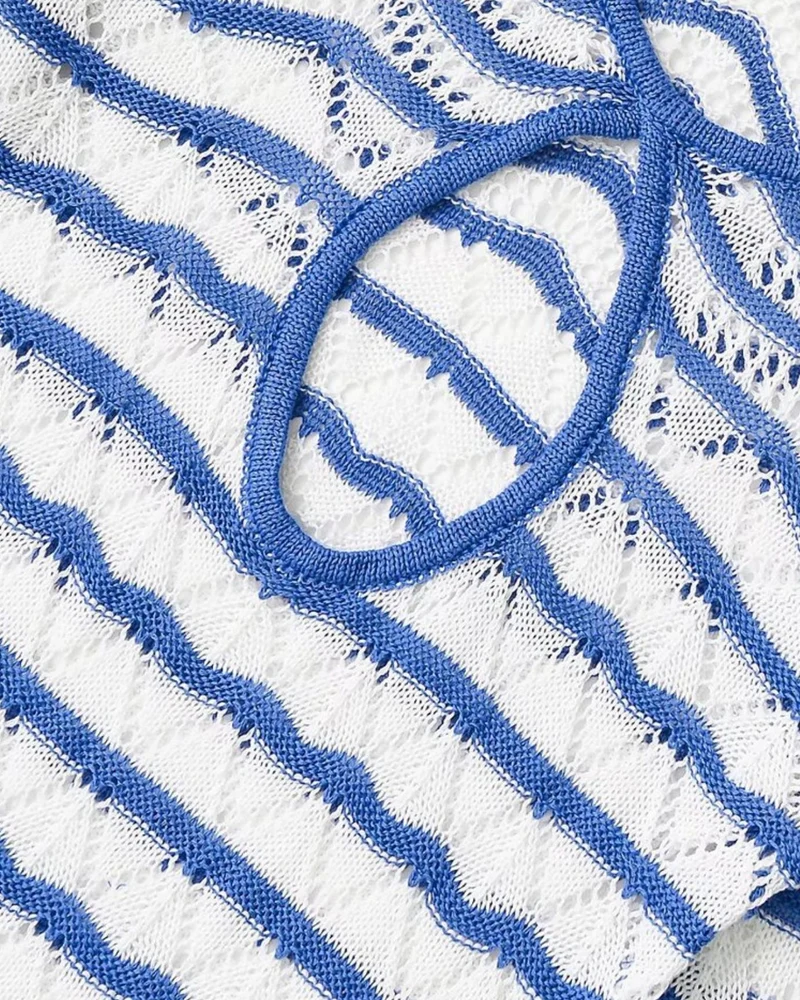 Mykonos Summer Sripped Hollow Dress